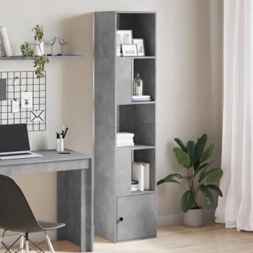 vidaXL Βιβλιοθήκη Γκρι Σκυροδέματος 40x36x189cm Επεξεργ. Ξύλο 1 τεμ.