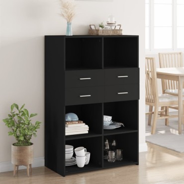 vidaXL Ντουλάπι Μαύρο 80x42,5x124cm από Επεξεργασμένο Ξύλο 1 τεμ.