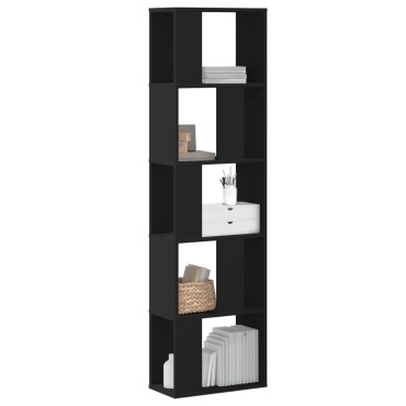 vidaXL Βιβλιοθήκη 5 Επιπέδων Μαύρη 45x23,5x162,5cm Επεξεργ. Ξύλο 1 τεμ.