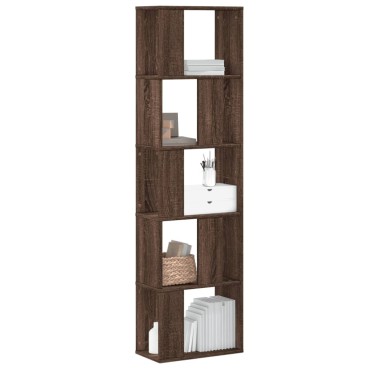 vidaXL Βιβλιοθήκη 5 Επιπέδων Καφέ Δρυς 45x23,5x162,5cm Επεξεργ. Ξύλο 1 τεμ.