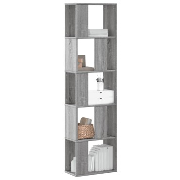 vidaXL Βιβλιοθήκη 5 Επιπέδων Γκρι Sonoma 45x23,5x162,5cm Επεξ. Ξύλο 1 τεμ.