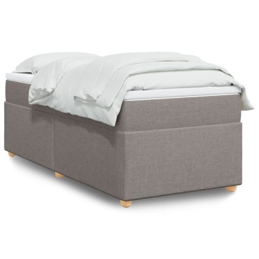 vidaXL Κρεβάτι Boxspring με Στρώμα Taupe 100x200cm Υφασμάτινο 1 τεμ. - Μονό