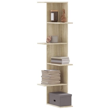 vidaXL Γωνιακή Ραφιέρα Τοίχου Sonoma Δρυς 50x50x179cm Επεξ. Ξύλο 1 τεμ.
