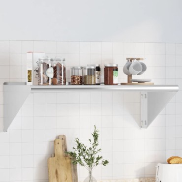 vidaXL Ράφι Τοίχου Ασημί 100x45x31cm Ανοξείδωτο Ατσάλι 1 τεμ.