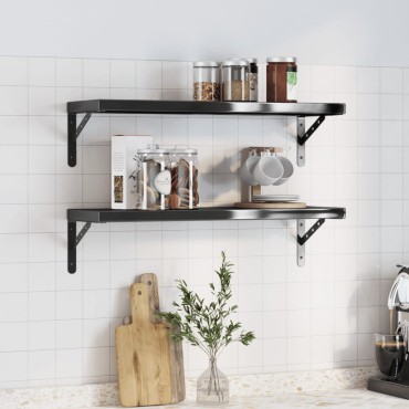vidaXL Ράφια Τοίχου 2 τεμ. Μαύρο 75x23,5x3cm Ανοξείδωτο Ατσάλι