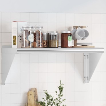 vidaXL Ράφι Τοίχου Ασημί 75x30x31cm Ανοξείδωτο Ατσάλι 1 τεμ.