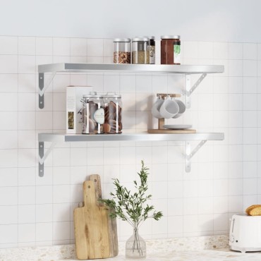 vidaXL Ράφια Τοίχου 2 τεμ. Ασημί 75x30x3cm Ανοξείδωτο Ατσάλι