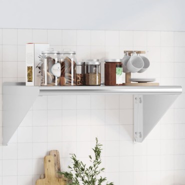 vidaXL Ράφι Τοίχου Ασημί 75x45x31cm Ανοξείδωτο Ατσάλι 1 τεμ.
