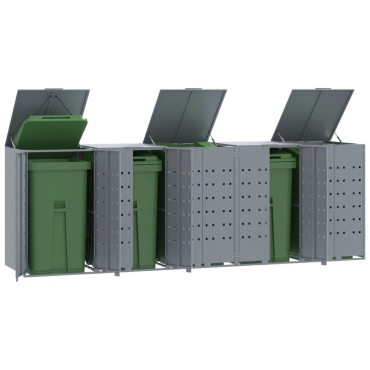 vidaXL Πλαίσιο Κάδων Απορριμμάτων 5 Κάδοι Γκρι 345x79x117 εκ. Ατσάλι