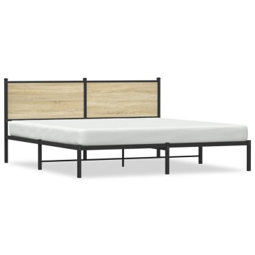 vidaXL Σκελετός Κρεβ. Χωρίς Στρώμα Sonoma Δρυς 160x200 εκ. Μεταλλικό
