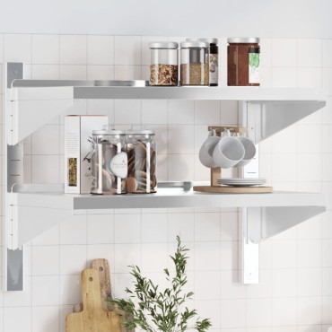 vidaXL Ράφι Τοίχου 2 Επιπ. Ασημί 75x40x60cm Ανοξείδωτο Ατσάλι 1 τεμ.