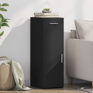 vidaXL Συρταριέρα Μαύρη 30x42,5x93cm από Επεξεργασμένο Ξύλο 1 τεμ.