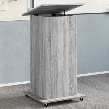 vidaXL Αναλόγιο με Ροδάκια & Συρτάρι Γκρι Sonoma 55x55x107cm Επεξ Ξύλο 1 τεμ.