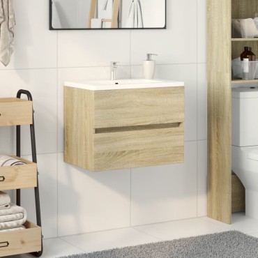 vidaXL Ντουλάπι Νιπτήρα Sonoma Δρυς 60x38,5x45cm Επεξεργασμένο Ξύλο 1 τεμ.