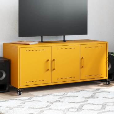 vidaXL Έπιπλο Τηλεόρασης Μουσταρδί Κίτρινο 100,5x39x43,5cm από Ατσάλι