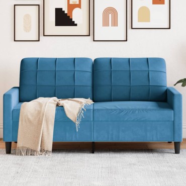 vidaXL Καναπές Διθέσιος Μπλε Βελούδινος 157x77x80cm 1 τεμ.