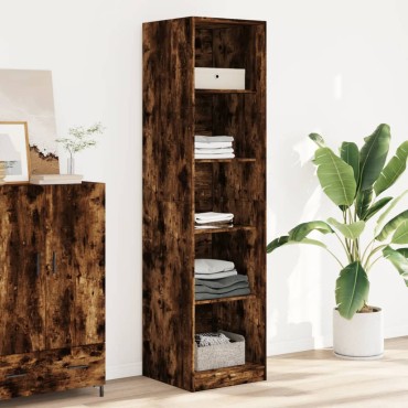 vidaXL Ντουλάπα Χρώμα Καπνιστή Δρυς 50x50x200cm από Επεξ. Ξύλο 1 τεμ.