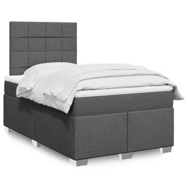 vidaXL Κρεβάτι Boxspring με Στρώμα Σκούρο Γκρι 120x190 εκ Υφασμάτινο