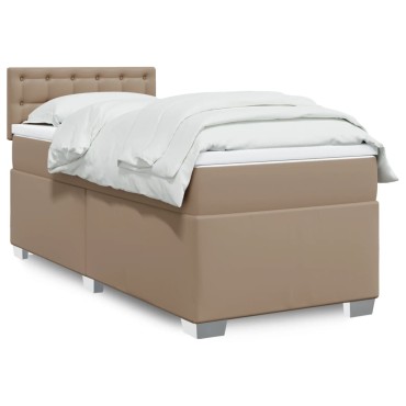 vidaXL Κρεβάτι Boxspring με Στρώμα Καπουτσίνο 80x200cm Συνθ. Δέρμα 1 τεμ. - Μονό