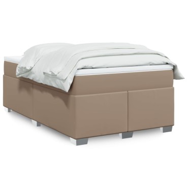 vidaXL Κρεβάτι Boxspring με Στρώμα Καπουτσίνο 120x190cm από Συνθ.Δέρμα 1 τεμ. - Μονό