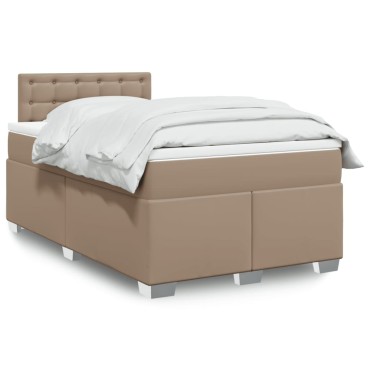vidaXL Κρεβάτι Boxspring με Στρώμα Καπουτσίνο 120x190cm από Συνθ.Δέρμα 1 τεμ. - Μονό