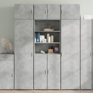 vidaXL Ραφιέρα με Ντουλάπια Γκρι Σκυροδέμ. 70x42,5x225cm Επεξ. Ξύλο 1 τεμ.