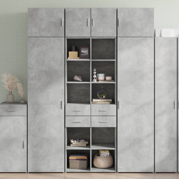 vidaXL Ραφιέρα με Ντουλάπια Γκρι Σκυροδέμ. 70x42,5x225cm Επεξ. Ξύλο 1 τεμ.