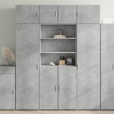 vidaXL Ραφιέρα με Ντουλάπια Γκρι Σκυρ. 80x35,5x180cm από Επεξ. Ξύλο 1 τεμ.