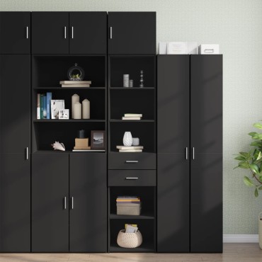 vidaXL Ντουλάπι Αποθήκευσης Στενό Μαύρο 45x42,5x225cm Επεξεργ. Ξύλο 1 τεμ.
