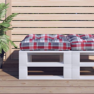 vidaXL Μαξιλάρι Παλέτας Κόκκινο Καρό 60x60x12cm Υφασμάτινο