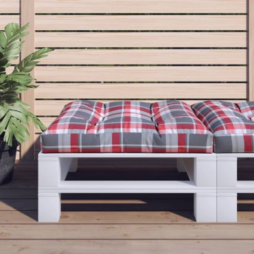 vidaXL Μαξιλάρι Παλέτας Κόκκινο Καρό 80x80x12cm Υφασμάτινο