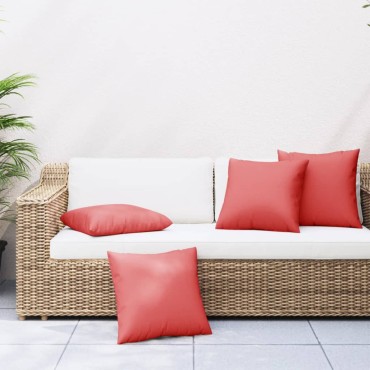 vidaXL Μαξιλάρια Καναπέ 4 τεμ. Κόκκινο 50x50cm Υφασμάτινα