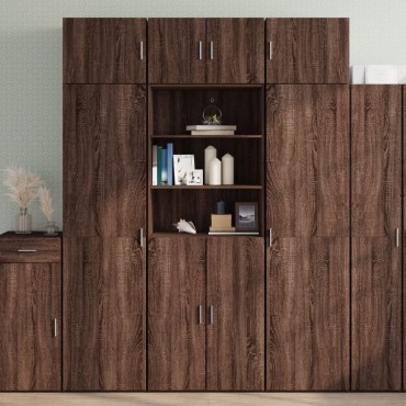 vidaXL Ραφιέρα με Ντουλάπια Καφέ Δρυς 70x42,5x225cm από Επεξ. Ξύλο 1 τεμ.