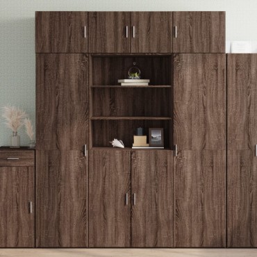 vidaXL Ραφιέρα με Ντουλάπια Καφέ Δρυς 80x42,5x225cm από Επεξ. Ξύλο 1 τεμ.