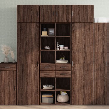 vidaXL Ραφιέρα με Ντουλάπια Καφέ Δρυς 70x42,5x225cm από Επεξ. Ξύλο 1 τεμ.