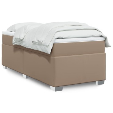 vidaXL Κρεβάτι Boxspring με Στρώμα Καπουτσίνο 100x200εκ.από Συνθ.Δέρμα