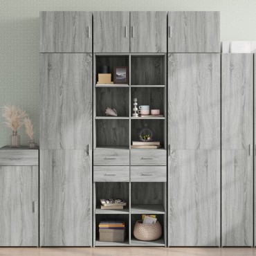 vidaXL Ραφιέρα με Ντουλάπια Γκρι Sonoma 70x42,5x225cm Επεξ. Ξύλο 1 τεμ.