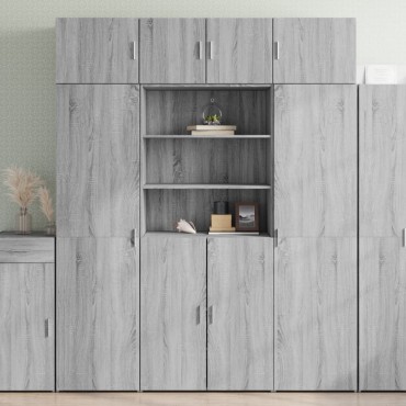 vidaXL Ραφιέρα με Ντουλάπια Γκρι Sonoma 80x42,5x225cm Επεξ. Ξύλο 1 τεμ.