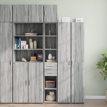 vidaXL Ντουλάπι Αποθήκευσης Στενό Γκρι 30x42,5x225cm Επεξεργ. Ξύλο 1 τεμ.