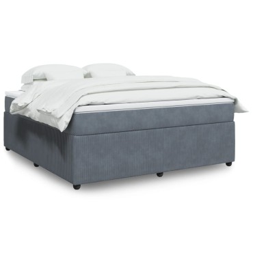 vidaXL Κρεβάτι Boxspring με Στρώμα Σκούρο Γκρι 180x200 εκ. Βελούδινο