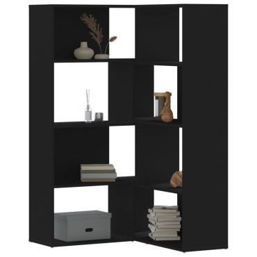 vidaXL Βιβλιοθήκη Γωνιακή 4 Επ. Μαύρο 85x85x140cm Επεξεργασμένο Ξύλο 1 τεμ.