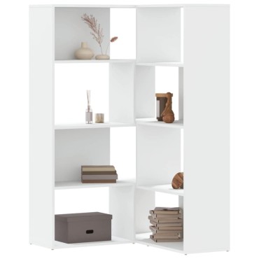 vidaXL Βιβλιοθήκη Γωνιακή 4 Επ. Λευκή 85x85x140cm Επεξ. Ξύλο 1 τεμ.