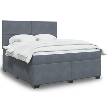 vidaXL Κρεβάτι Boxspring με Στρώμα Σκούρο Γκρι 180x200 εκ. Βελούδινο
