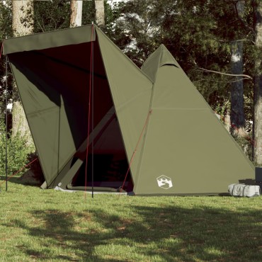 vidaXL Σκηνή Οικογενειακή Tipi 6 Ατόμων Αδιάβροχη Πράσινη Λαδί