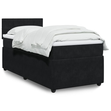 vidaXL Κρεβάτι Boxspring με Στρώμα Μαύρο 80x200cm Βελούδινο 1 τεμ. - Μονό