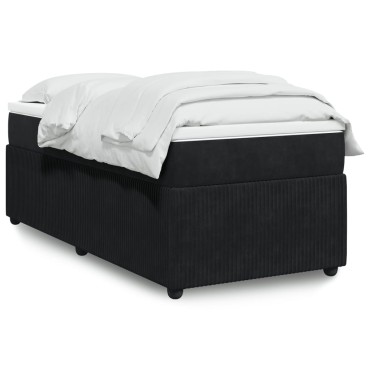 vidaXL Κρεβάτι Boxspring με Στρώμα Μαύρο 90x200 εκ. Βελούδινο