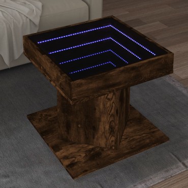 vidaXL Τραπεζάκι Σαλονιού με LED Δρυς 50x50x45cm Επεξεργασμένο Ξύλο 1 τεμ.