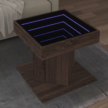 vidaXL Τραπεζάκι Σαλονιού με LED Δρυς 50x50x45cm Επεξεργασμένο Ξύλο 1 τεμ.