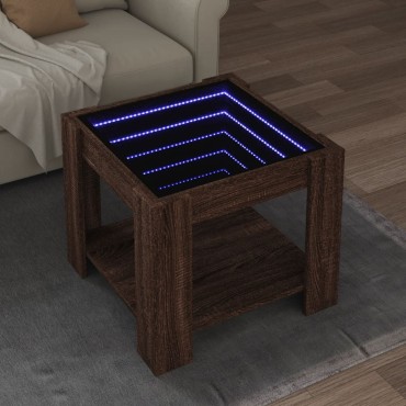 vidaXL Τραπεζάκι Σαλονιού με LED Δρυς 53x53x45cm Επεξεργασμένο Ξύλο 1 τεμ.