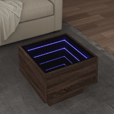 vidaXL Τραπέζι Βοηθητικό με LED Δρυς 40x40x30cm Επεξεργασμένο Ξύλο 1 τεμ.